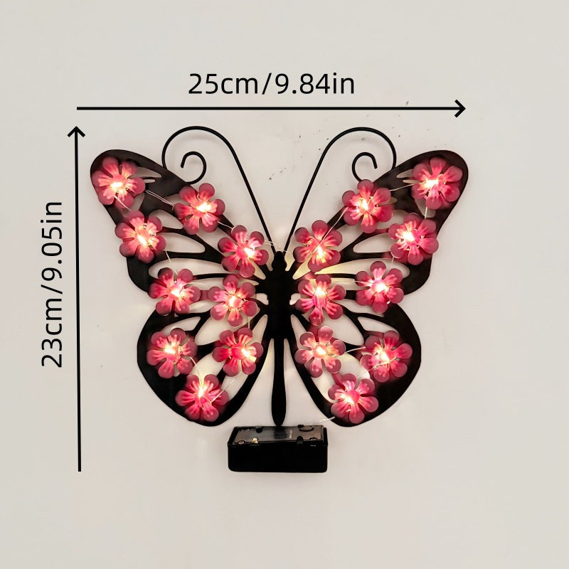 Solar Metal Butterfly Wall Art Light – 30 LED Outdoor Garden Decor Gift