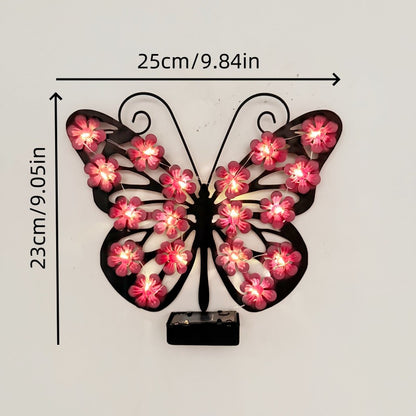 Solar Metal Butterfly Wall Art Light – 30 LED Outdoor Garden Decor Gift