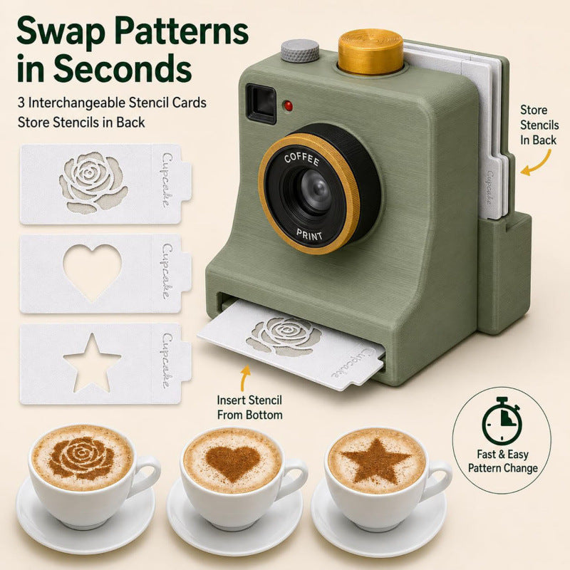 3D Printed Latte Art Camera – Easy Coffee Stencil Tool