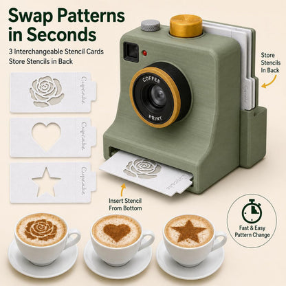 3D Printed Latte Art Camera – Easy Coffee Stencil Tool