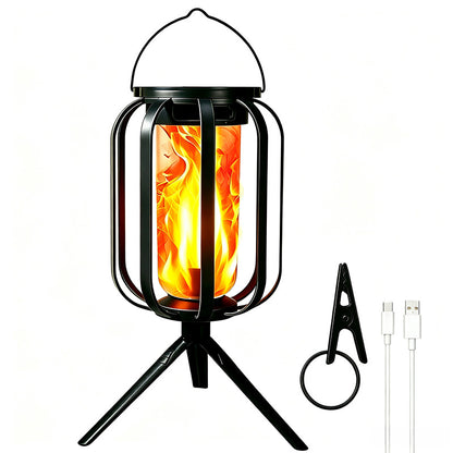 Solar Flame Garden Lantern – Realistic Dancing Flame, Solar & USB Charging, Waterproof Patio Light
