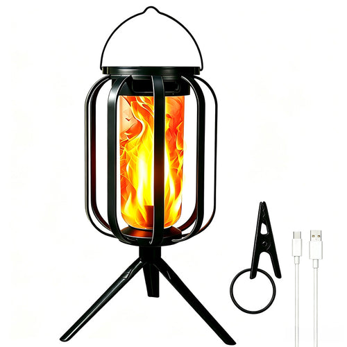 Solar Flame Garden Lantern – Realistic Dancing Flame, Solar & USB Charging, Waterproof Patio Light