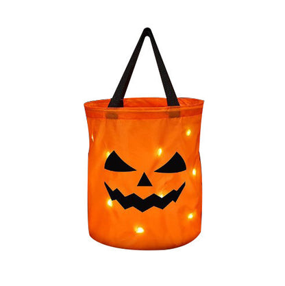 LED Light-Up Pumpkin Candy Bucket – Reusable Glow Trick-or-Treat Bag