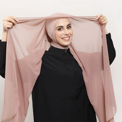 Instant Chiffon Hijab 3-in-1 Magnetic Set – Undercap & Wrap, Ready to Wear