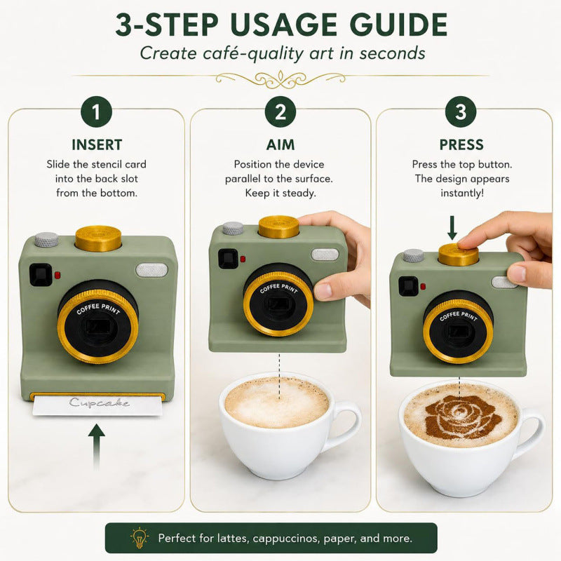 3D Printed Latte Art Camera – Easy Coffee Stencil Tool