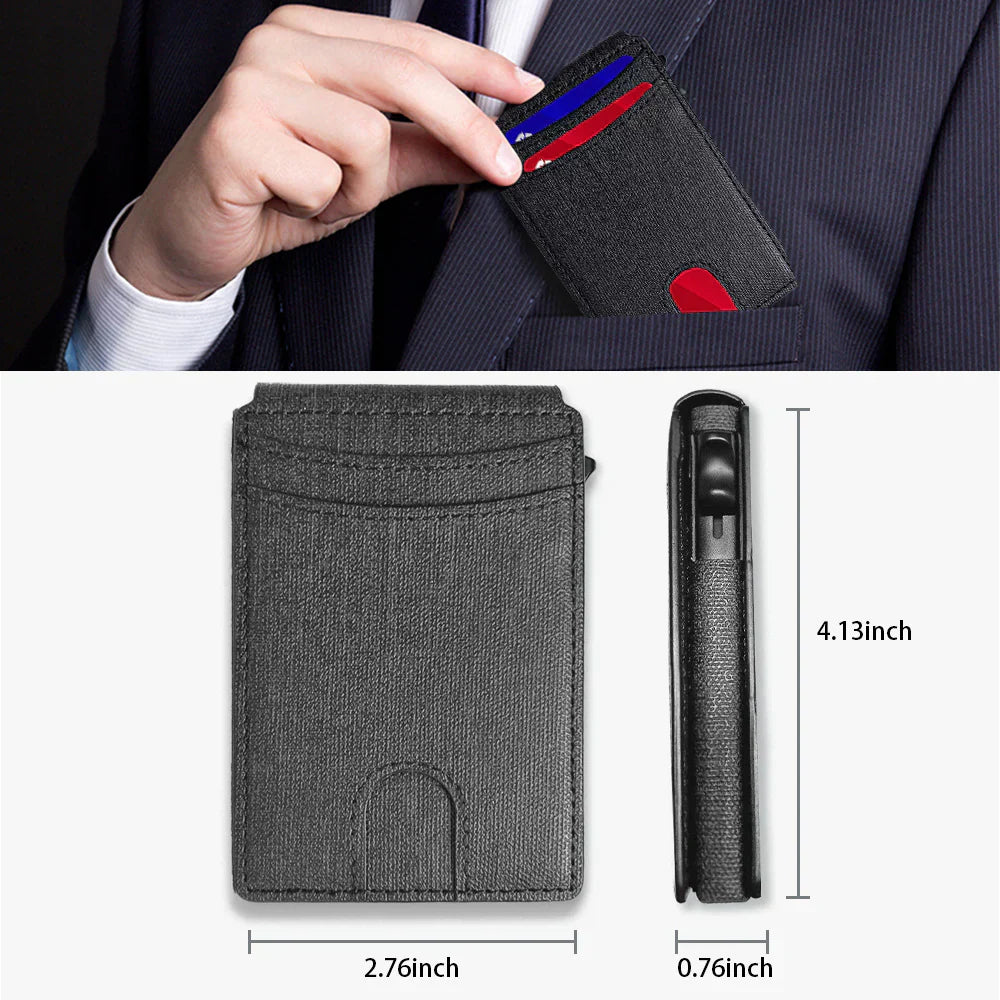 💳Men's Business Wallet Credit Card Holder Pop Up Smart RFlD Blocking Slim Leather
