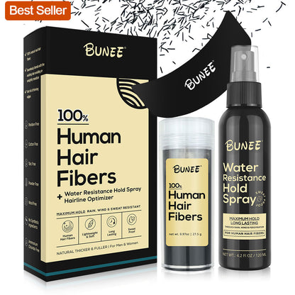 100% Human Hair Fibers & Water Resistance Hold Spray for Enhanced Hair Volume and Texture