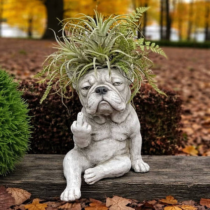 Funny Bulldog Planter Pot – Resin Succulent Holder, 3 Attitudes