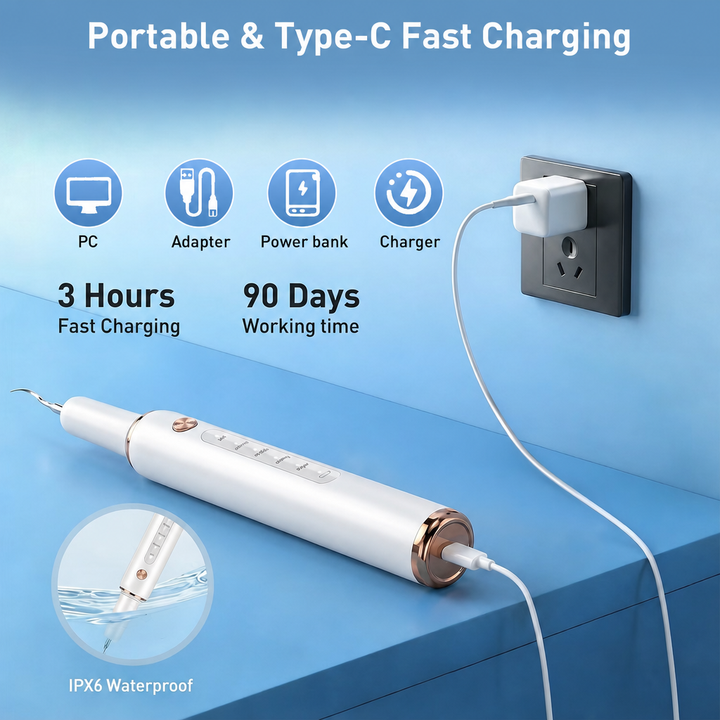 LED Dental Cleaning Kit – 5-Mode Rechargeable Plaque & Tartar Remover
