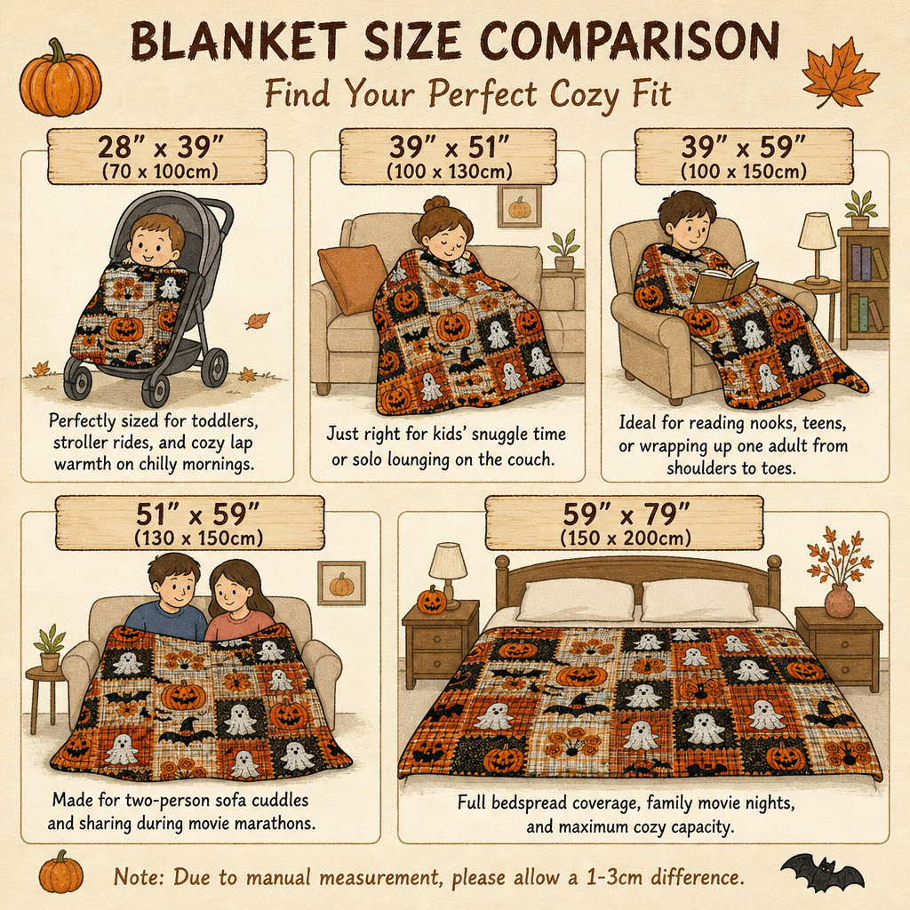 Halloween Patchwork Flannel Blanket – Soft Warm Throw, 5 Sizes