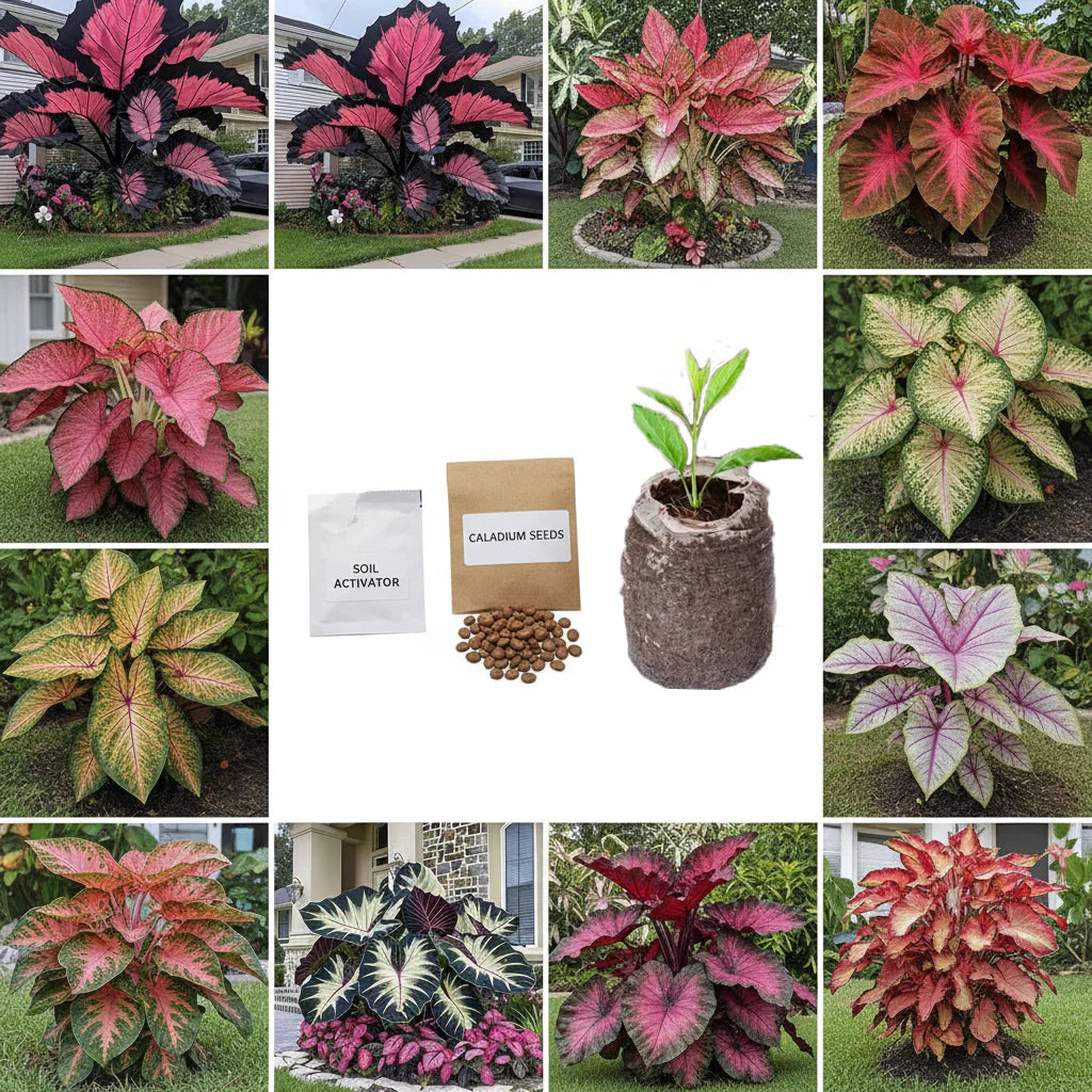 Giant Colorful Caladium Grow Kit – Vibrant Foliage & Oversized Growth