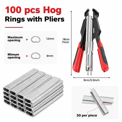 100 PCS C Clips Hog Ring Pliers Kit