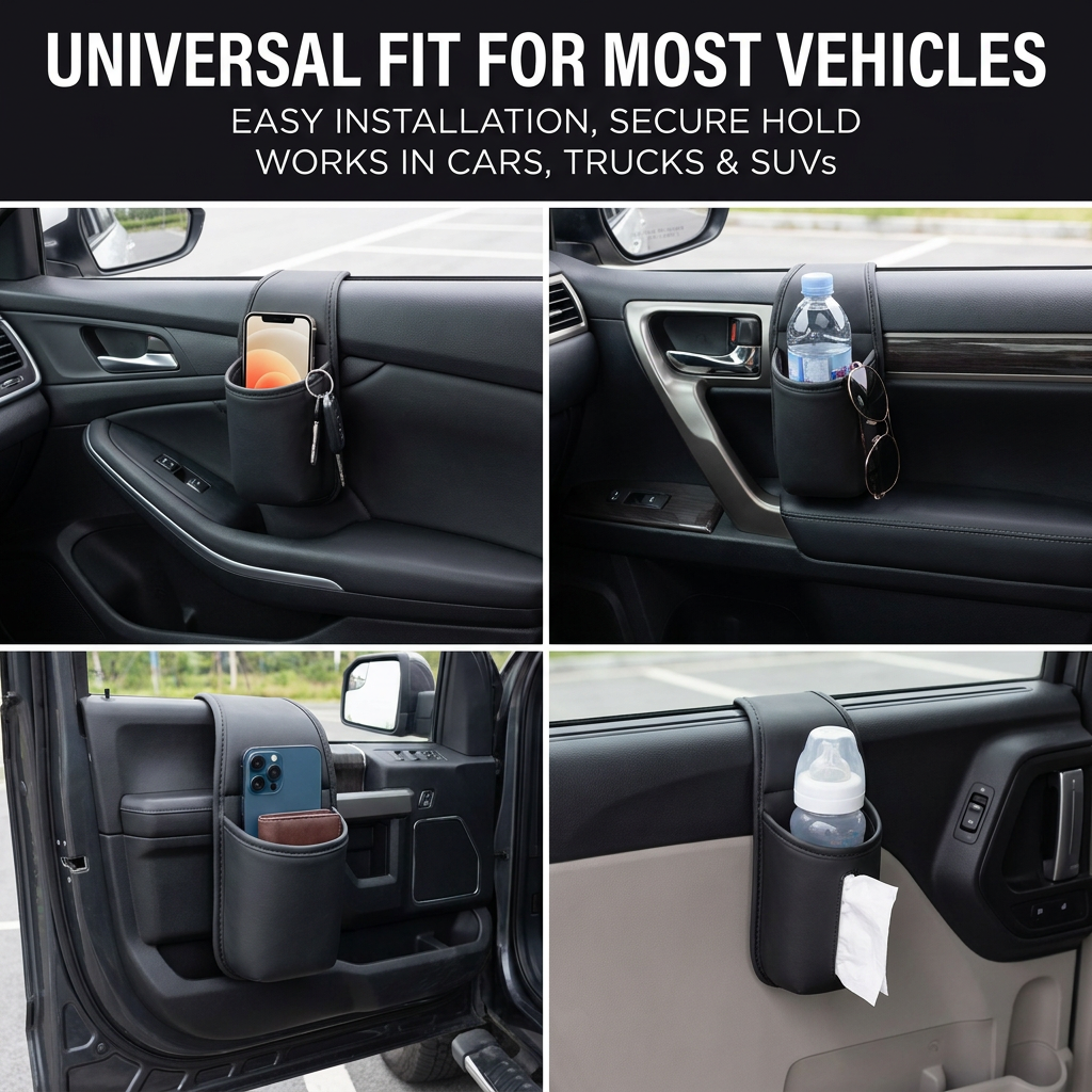 Car Door Glass Gap Organizer – Hanging Cup Holder & Storage Box