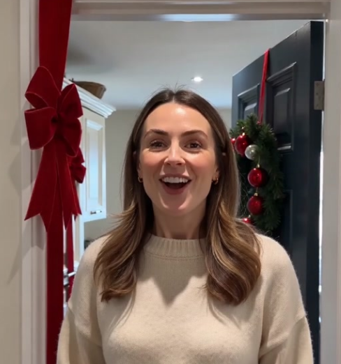 Christmas bow beside a home decorator
