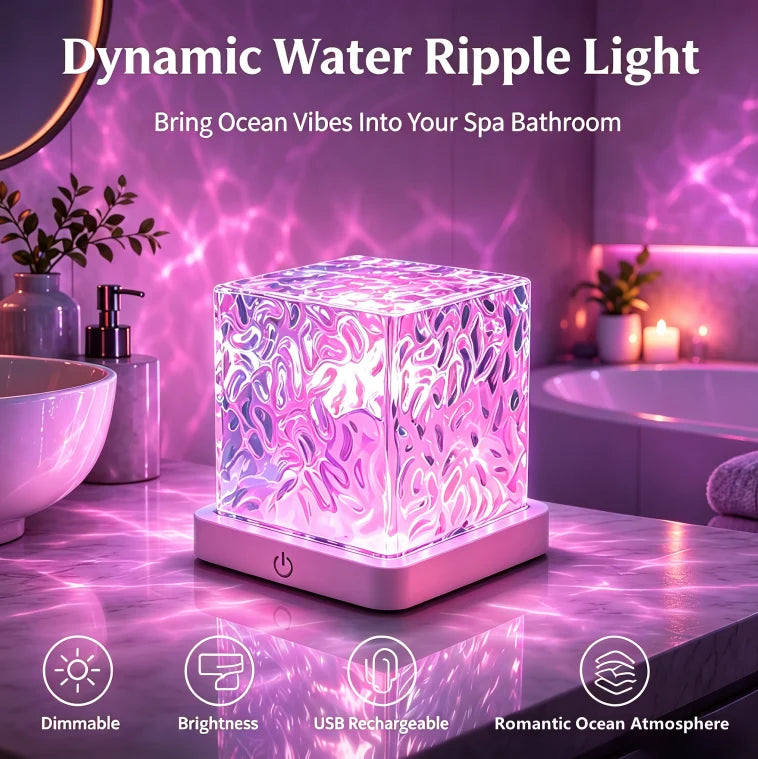 Rechargeable Waterproof Shower Light -16 Colors Ocean Wave Projector with Remote