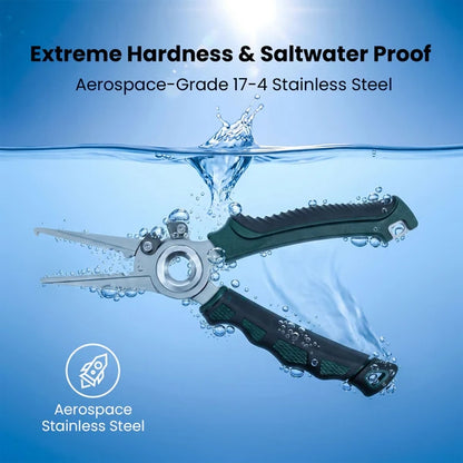 7.5" Saltwater-Proof Fishing Pliers – 17-4 Steel, Sheath & Lanyard