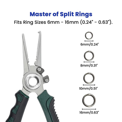 7.5" Saltwater-Proof Fishing Pliers – 17-4 Steel, Sheath & Lanyard