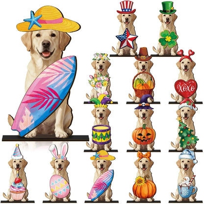 Halloween Cat Decor – Interchangeable Magnetic Wooden Sign with Detachable Hats for All Holidays