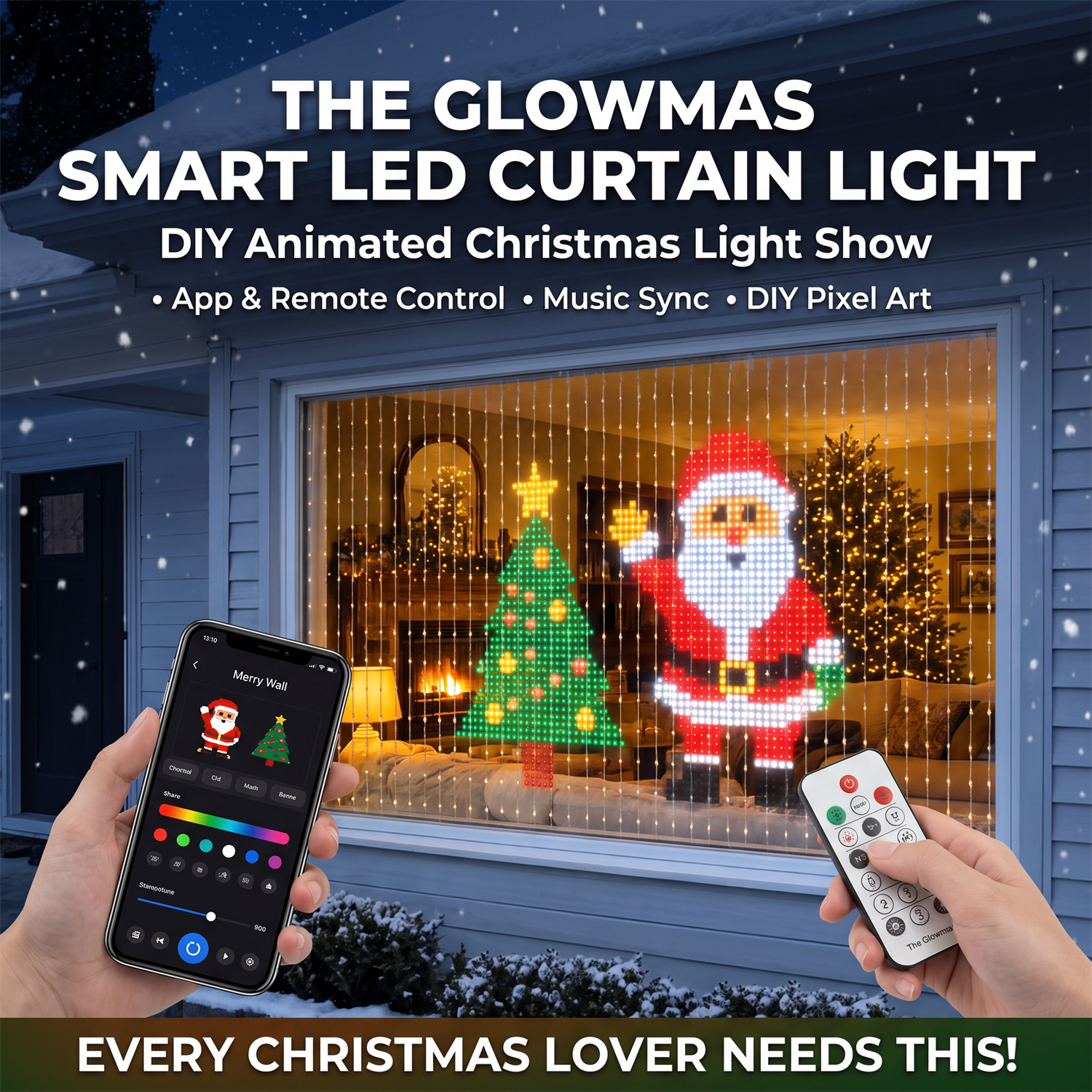 DIY LED Pixel Curtain Lights – App-Controlled Animated Christmas Display Screen