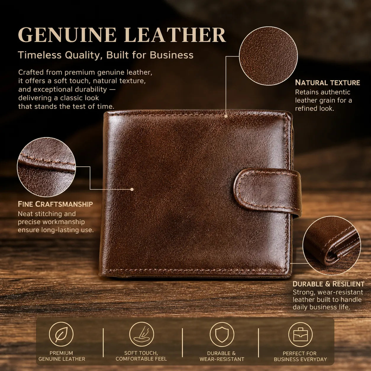 Men’s Genuine Leather Wallet – Slim 19-Card Business Wallet