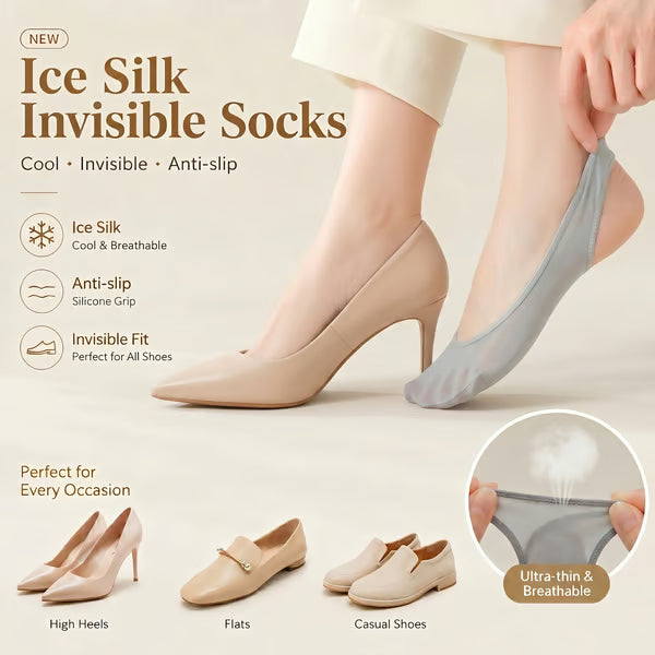 5Pcs Women's Ice Silk No Show Ultra-Thin Liners — Invisible Comfort for Every Shoe