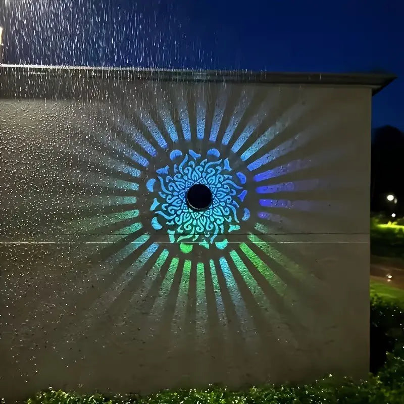 2-Pack Solar Mandala Projector Wall Lights
