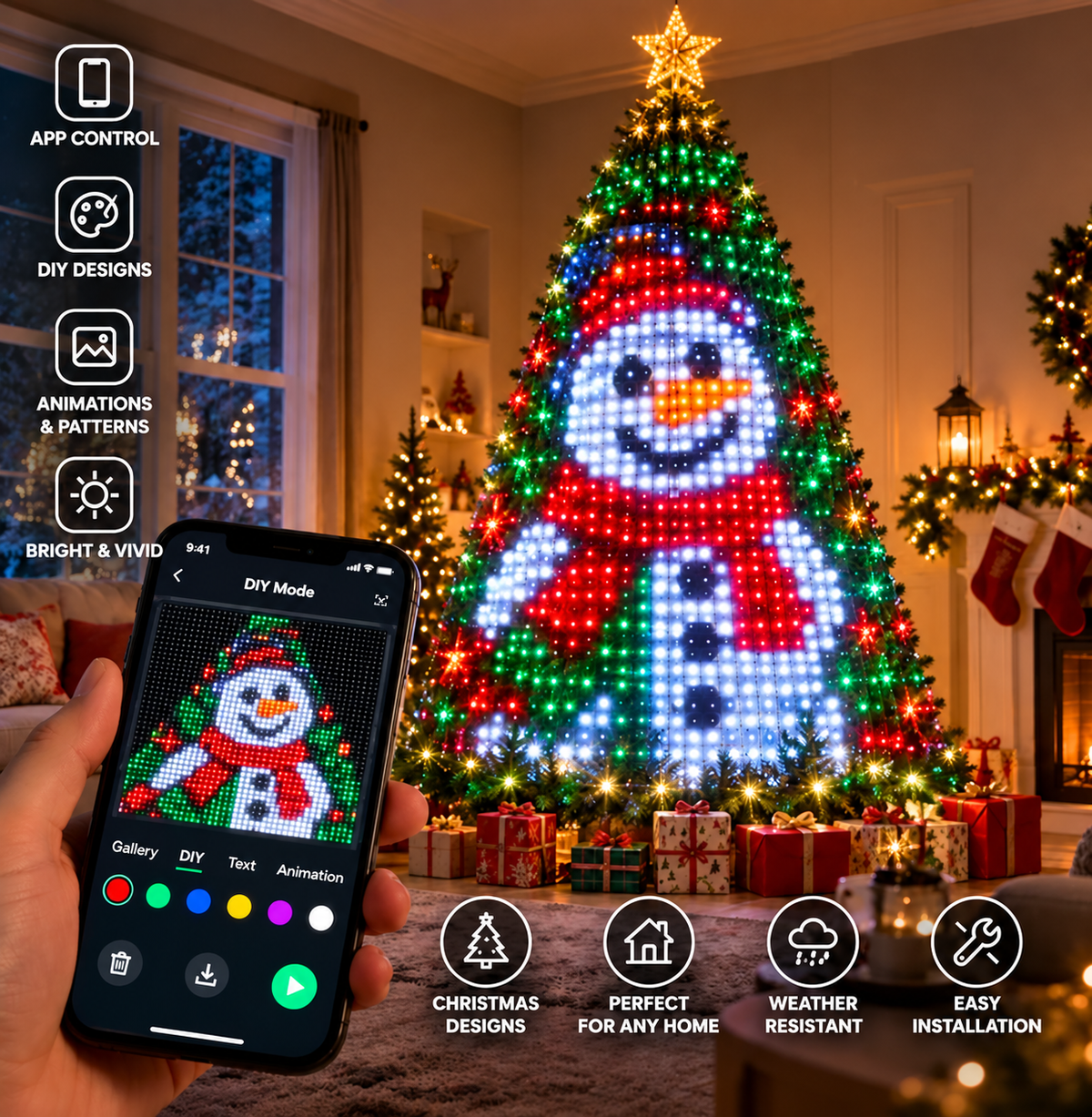 Smart Christmas Tree Lights -Color-Changing Light String with Remote and APP Control