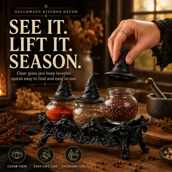 Witch-Hat Gothic Spice Jar Set