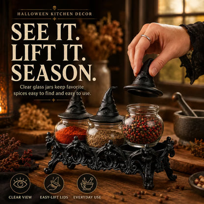 Witch-Hat Gothic Spice Jar Set