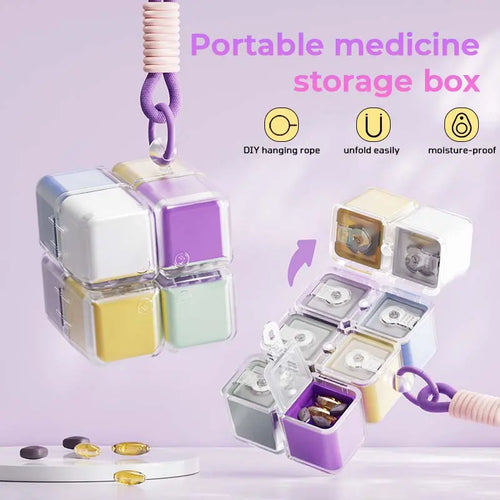 Pastel Macaron Multicolor Magic Cube Pill Storage Box