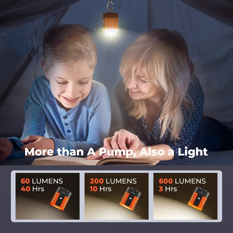 Fast Inflate & Deflate Camping Pump with LED Light