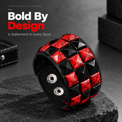 6Pcs Punk Rock Wide Artificial Leather Cuff Bracelets
