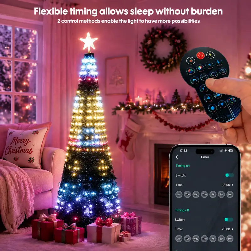 Smart Christmas Tree Lights -Color-Changing Light String with Remote and APP Control