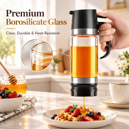 No-Drip Glass Honey Dispenser with Base