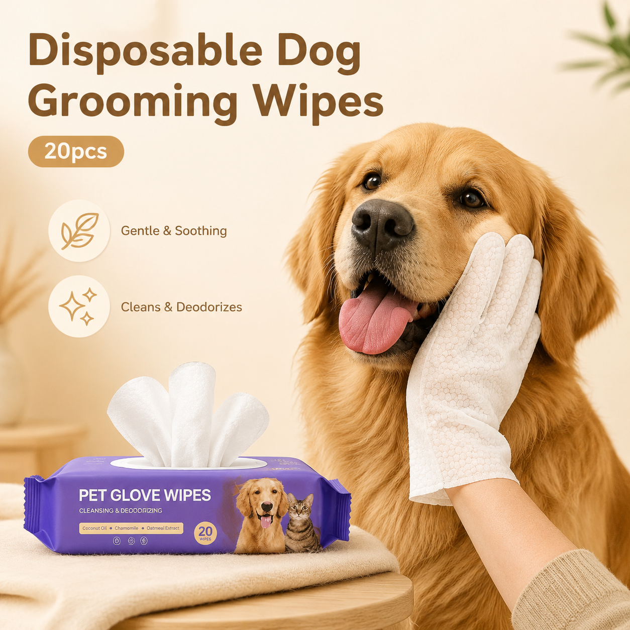 Disposable Dog Grooming Wipes (20pcs)