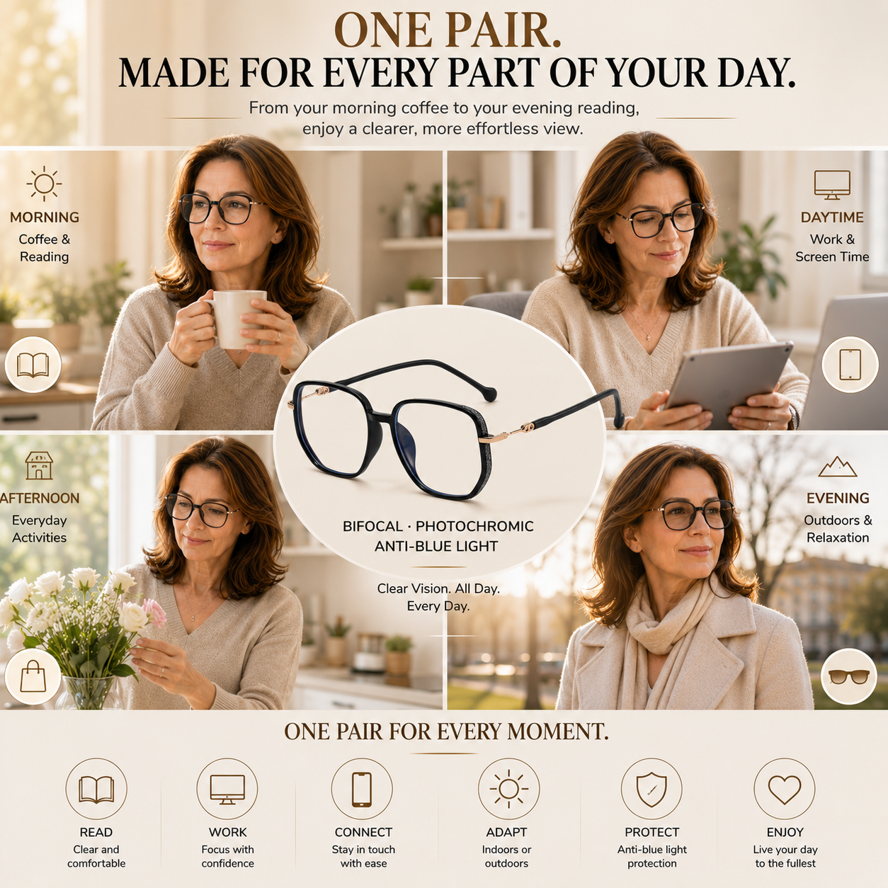 Women's Bifocal Anti-Blue Light Reading Glasses