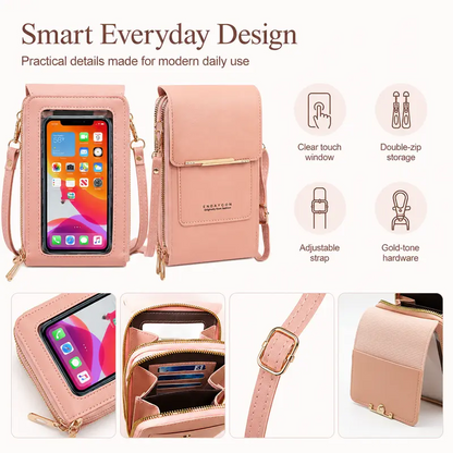 Women Touchscreen Clear Window Crossbody Phone Wallet