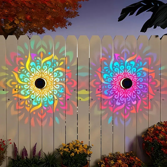2-Pack Solar Mandala Projector Wall Lights