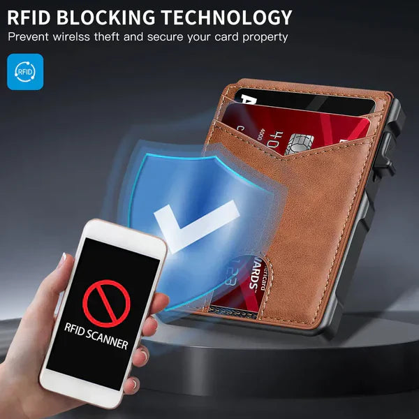 💳Men's Business Wallet Credit Card Holder Pop Up Smart RFlD Blocking Slim Leather