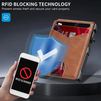 💳Men's Business Wallet Credit Card Holder Pop Up Smart RFlD Blocking Slim Leather