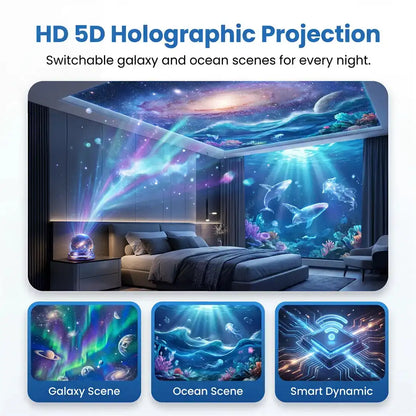 5D Holographic Night Light Projector