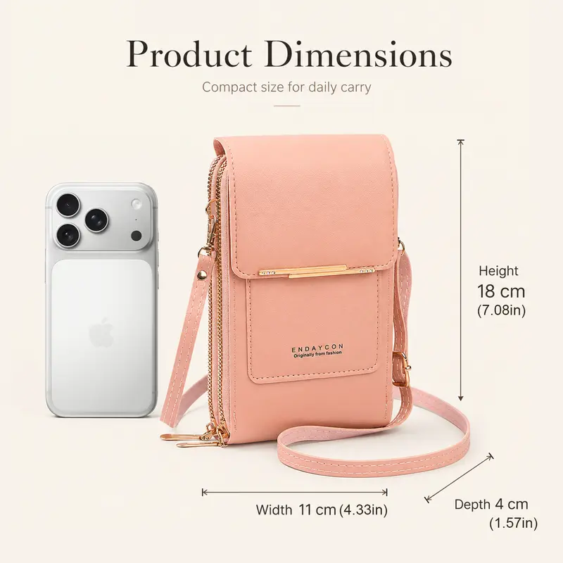 Women Touchscreen Clear Window Crossbody Phone Wallet
