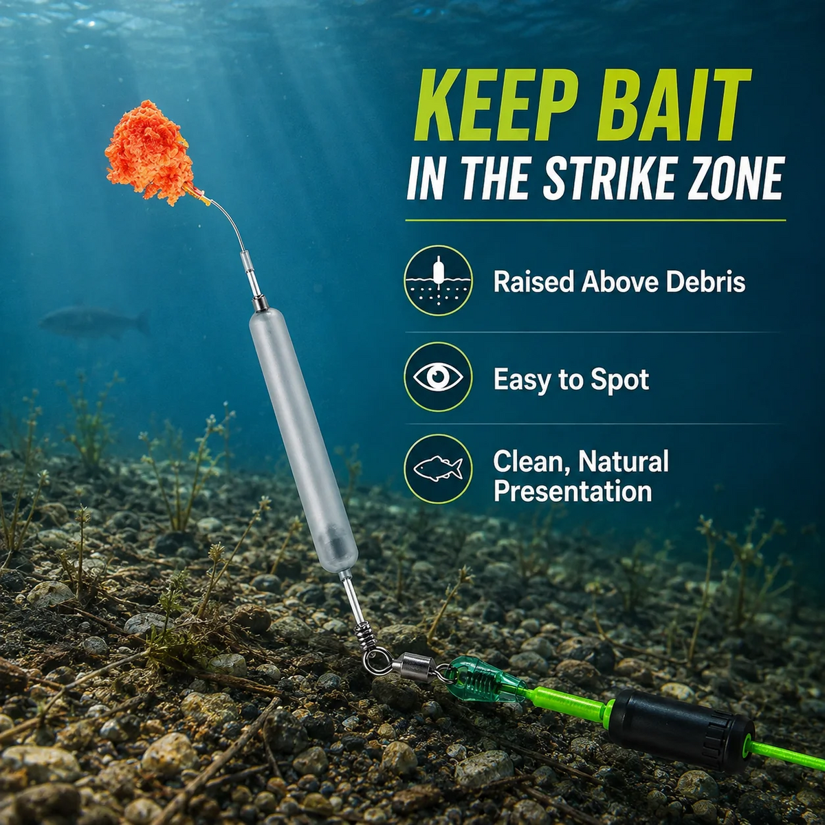 Pre-Tied Off Bottom Fishing Rig | Anti-Snag Floating Bottom Hook Leaders