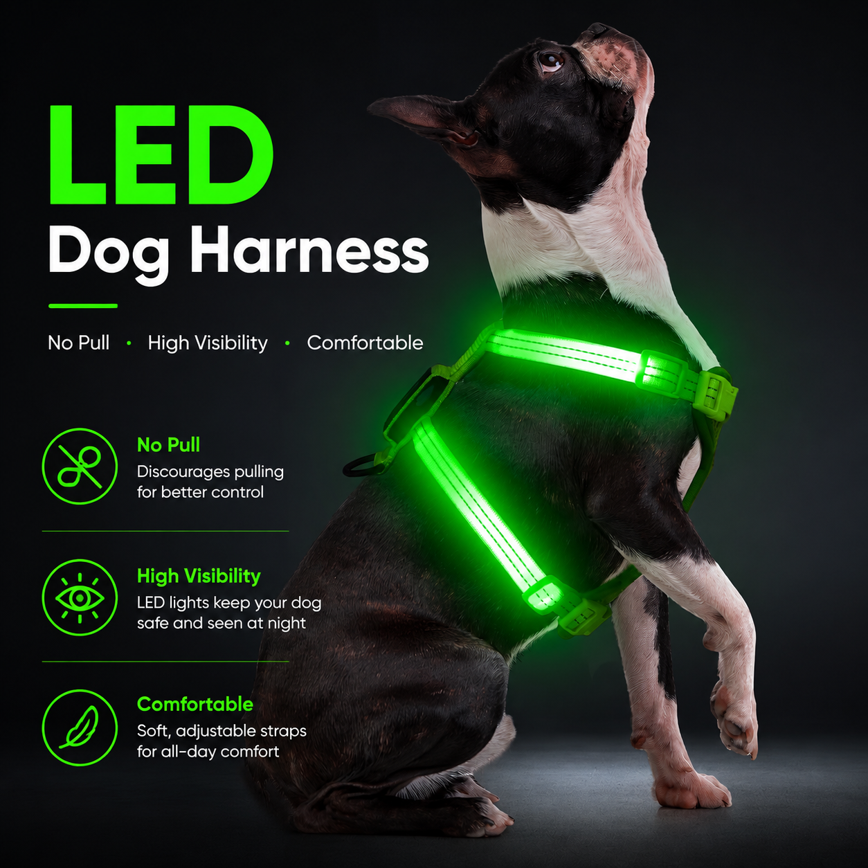 LED Rechargeable Adjustable Dog Vest Harness
