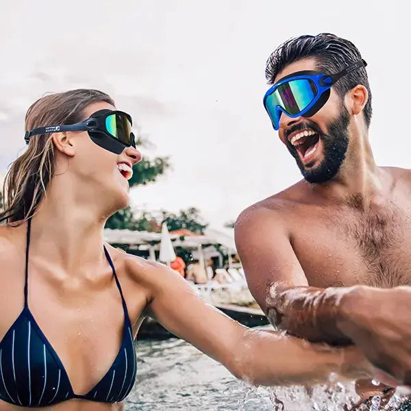 2 Pack Swim Goggles with Waterproof Earplugs & Nose Clip