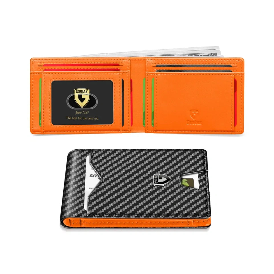 💳RFID Blocking Leather & Carbon Fiber Wallet