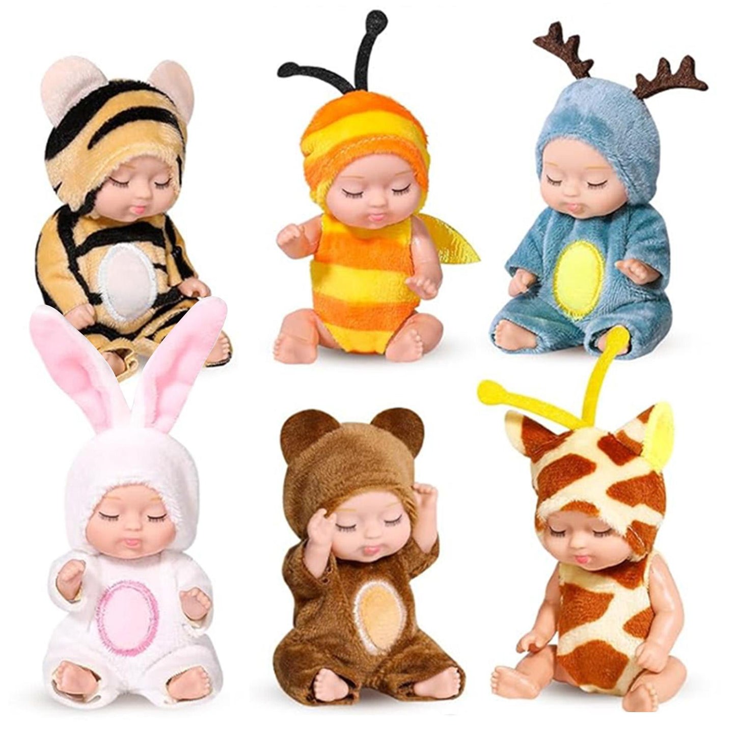 6 Piece Fairy Princess Doll Set-4.3 Inch Lifelike Newborn Baby Dolls