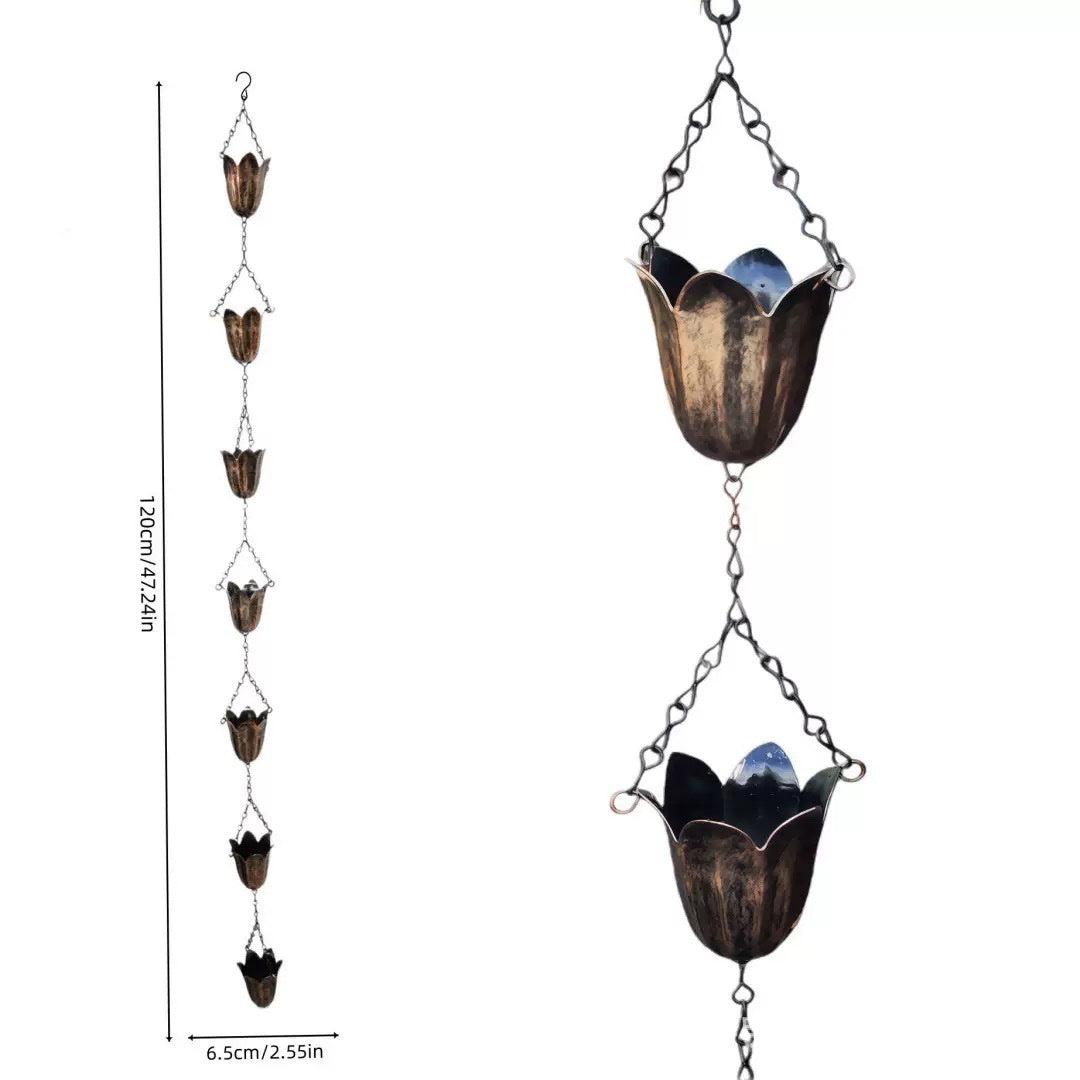 Decorative Metal Rain Chain – Garden Downspout Water Guide (4 Styles)