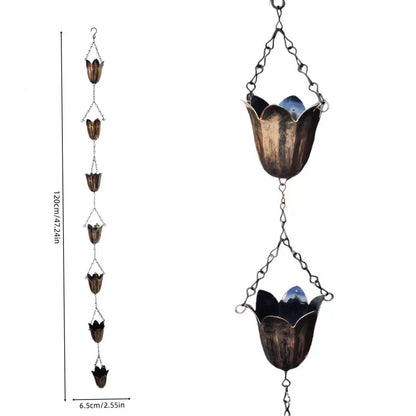 Decorative Metal Rain Chain – Garden Downspout Water Guide (4 Styles)