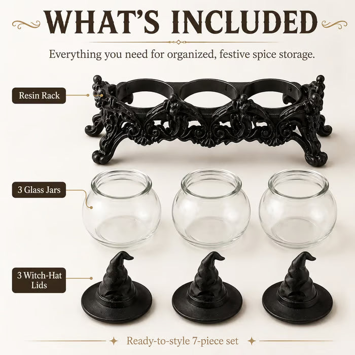 Witch-Hat Gothic Spice Jar Set